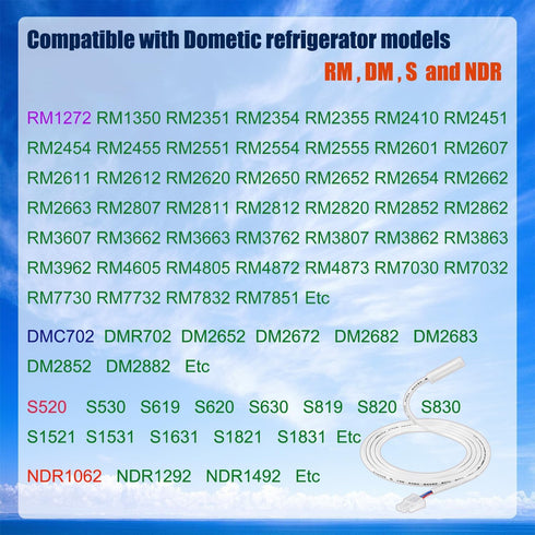 Refrigerator thermistor PTS36-0 Compatible with Dometic Refrigerator Models Such as Dometic RM2652/RM1350/RM2351/RM2354/RM2454(2 Pack)...
