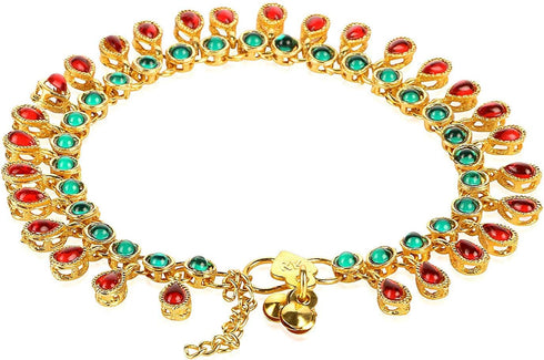 I Jewels Gold Plated Indian Traditional Bollywood Style Ethnic Kundan Anklet/Payal Barefoot Jewelry for Women (A031MG)...