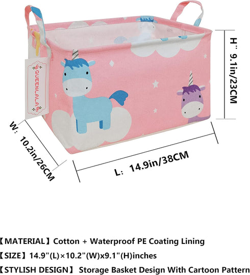 QUEENLALA Rectangular Laundry Hamper/Foldable Nursery Laundry Basket for Organizing/Storage Bin Baskets/Children Toy Office Bedroom/Toy Bin Closet...