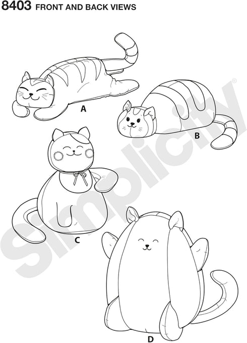 Simplicity Stuffed Kitten Sewing Patterns for Kids by Carla Reiss, One Size Only...
