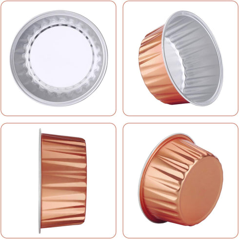 EUSOAR Disposable Ramekins with Lids, 30pcs 5oz Muffin Liners Cups with Lids, Creme Brulee Ramekins, Disposable Aluminum Foil Ramekins Cupcake Bak...