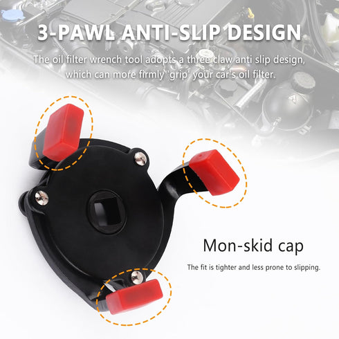Oil Filter Wrench,3 Jaw Adjustable Oil Filter Wrench Tool for 2-3/8" to 3-7/8",Universal Oil Filter Removal Tool with 3/8" Oil Filter Socket Set...