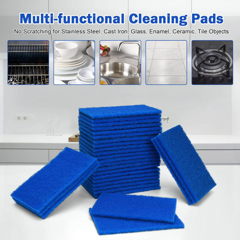 Blue Scouring Pad Non Scratch Scrub Sponges, 40 Pads, 3.9" x 5.9" Reusable Dish Scrubber Heavy Duty Cleaning Scrubber for Pans, Pots, Stove and Si...