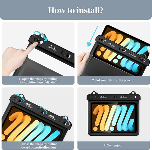 MoKo Waterproof Tablet Case Compatible with Fire HD 8/Fire 7, iPad Mini 6/5/4/3, Galaxy Tab Pro 8.4, Tab S2/Tab E/Tab A 8.0 8.4 Up to 8.5",Stand H...