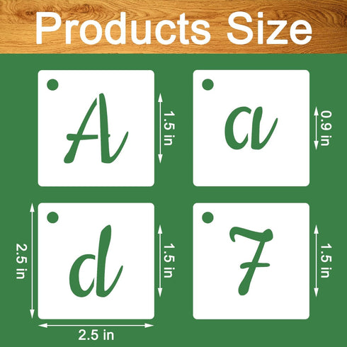 1.5 Inch Letter Symbol Stencils for Painting on Wood, 67 Pcs Calligraphy Letters Numbers Signs Drawing Templates Stencils Reusable Cursive Letteri...