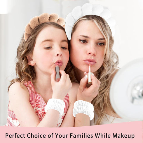 6Pcs Skincare Headbands for Washing Face Khaki Wristabnds for Washing Face Makeup Headband for Women Spa Headbands and Wristbands Set Face Wash He...