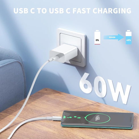 2pack USB C to USB C Cable, 60w (3A) 6FT Fast Long Charger Cord for iPhone 15/15 Pro/15 Plus/15 Pro Max,iPad Pro12.9/11, iPad Mini 6, iPad Air 4/5...