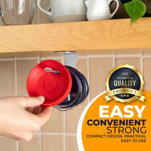 ELYPRO - Tumbler Lid Organizer, Under-Cabinet Cup Lid Holder for Stanley, Yeti, Hydro Flask, Self-Adhesive Under-Cabinet Mount, Kitchen Cabinets a...