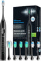 Sonic Electric Toothbrush for Adults, Rechargeable with 6 Replacement Brush Heads, 5 Modes and 3 Intensity, with 2-Minute Intelligent Timer and IP...