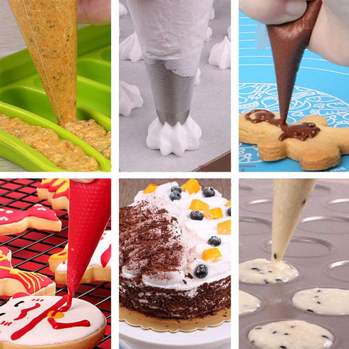 Pastry Bags 100pcs Cupcake Icing Bags Piping Bag Disposable Cake Decorating Bags 16 inch with 12 tips and 4 couplers...