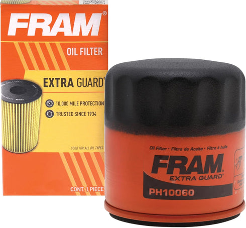 FRAM Extra Guard PH10060 10K Mile Change Automotive Replacement Interval Spin-On Engine Oil Filter for Select Vehicle Model Years, Vehicle Engine ...
