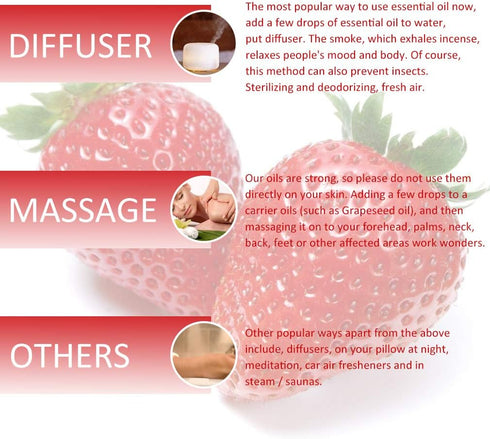 6-Pack Strawberry Essential Oil, Pure, Undiluted, Therapeutic Grade Strawberry Oil - 6x10 mL...