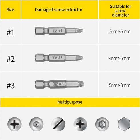 6-Piece Screw Extractor Set Easy Out Remover Kit, Professional Grade with Storage Case,Extract Damaged Screws, Ideal for Automotive Repairs, Woodw...