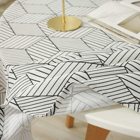 SASTYBALE Square Tablecloth Geometric Style Cotton Linen Table Cloth Dust-Proof Table Cover for Kitchen Dinning Tabletop Decoration (Square/Round,...