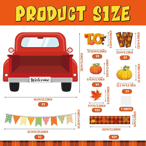 Qilery 98 Pieces Fall Classroom Bulletin Board Decorations Welcome to Our Patch Red Truck Maple Leaves Pumpkin Thanksgiving Paper Cutouts with Hon...