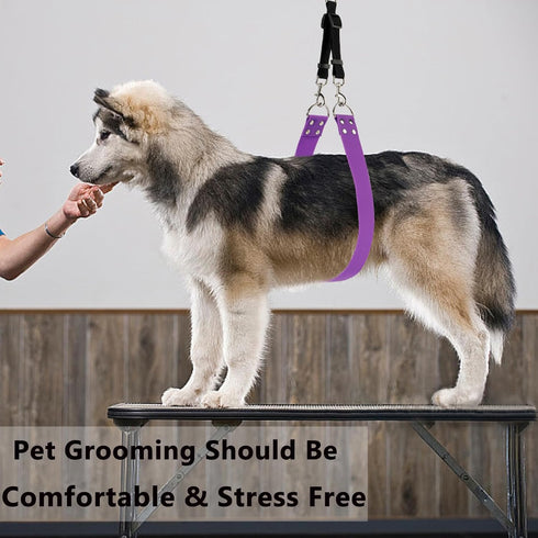 Pet Dog Grooming Belly Straps - Pet Dog Grooming Loops Grooming Helper Purple Groomer Belly Support Band Wide Waterproof PVC Belly Loop Grooming R...