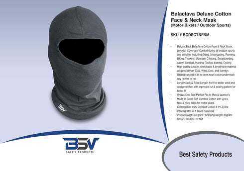 Balaclava Face Mask Cotton - All Season Gear for Skiing, Snowboarding, Motorcycling, Cycling & Outdoor Sports for Men & Women - Black...