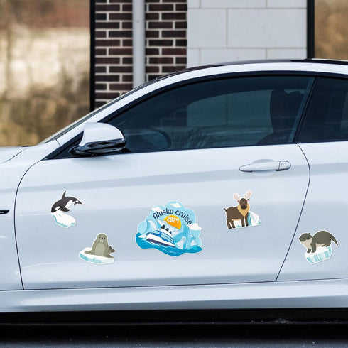 5PCS Cruise Door Magnet, Alaska Cruise Refrigerator Car Ship Magnetic Decal, Alaskan Themed Magnets Door Decoration, Whale Sea Lion Seal Reindeer ...