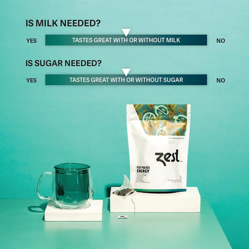 Zest 150mg High Caffeine Energy Leaf Blend - Earl Grey Black Tea - 20 Pack Bag - Hot or Iced - All Natural Strong Flavored Healthy Coffee Alternat...