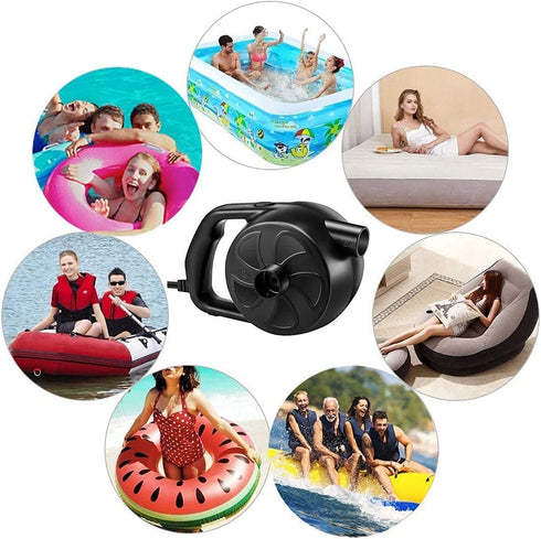BUYMAX Electric Air Pump High Power Air Pump Inflator & Deflator Valve with 5 Nozzles for Air Mattress, Swimming Rings, Airbeds, Rafts, Inflatable...