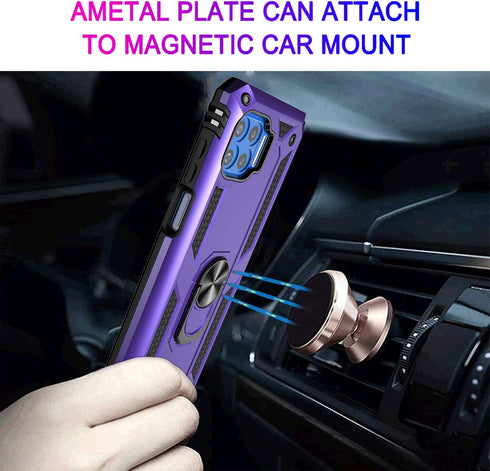 Androgate Compatible with Moto One 5G Case, Motorola One 5G UW Case, with Tempered Glass Screen Protectors, Military-Grade Metal Ring Kickstand 22...