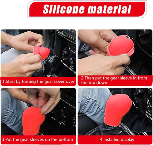 2 PCS Car Shift Cover, Environmentally Friendly Silicone Open Anti-Slip Automatic Knob Gear Lever Protective Cover, Universal Decorative Accessori...