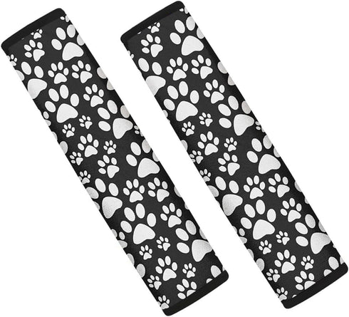 FUSURIRE Cute Seat Belt Covers, Dog Paw Print Car Seatbelt Cover, 2 Pack, Universal, Soft, Comfortable...