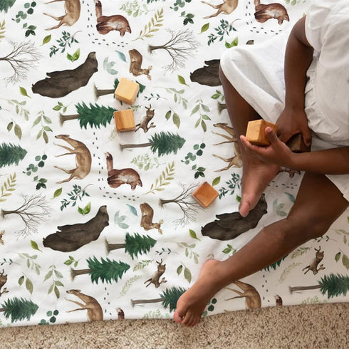 Woodland Forest Animals Baby Blanket Boys Gift, Pine Tree Bear Fox Deer Leaf Flannel Fleece Nursery Bed Swaddling Blankets, Soft Lightweight Newbo...