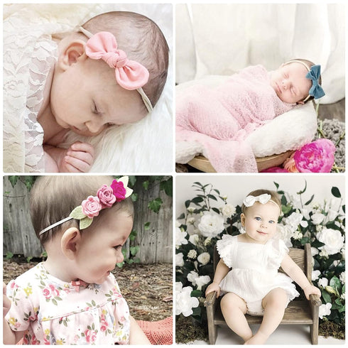 DRESHOW BQUBO Baby Girl Bows and Headbands Soft Nylon Hairbands Elastics Handmade Girls Flower Hair Accessories for Newborn Infant Toddlers Kids 1...
