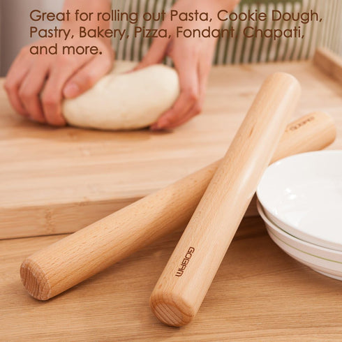 GOBAM Wood Rolling Pin, Small - Dough Roller for Pasta, Cookies, Pie, Pizza, Chapati, Fondant, Rolling Pins for Baking, Bread Making Tools and Sup...