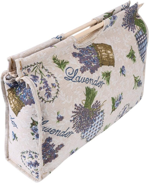 Knitting Needles Storage Bag, Exquisite Wood Handle Fabric Storage Bag Household Yarn Storage Tote Organizer Sewing Accessories for Knitting Needl...