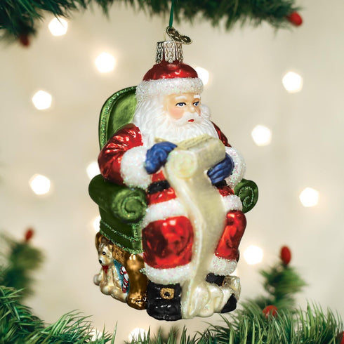 Old World Christmas Assortment Glass Blown Ornaments for Christmas Tree Santa Checking List, 40300...