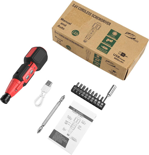 AMIR Cordless Power Screwdriver, Rechargeable Electric Screwdriver Sets, Portable Automatic Home Repair Tool Kit, Motorized Screwdriver with USB C...