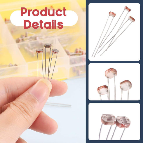 Hilitchi 210Pcs LDR 5mm Light Dependent Resistor LDR Sensor Photoresistor Photoconductive Resistance 5506, 5516, 5528, 5537, 5537-2, 5539, 5549...