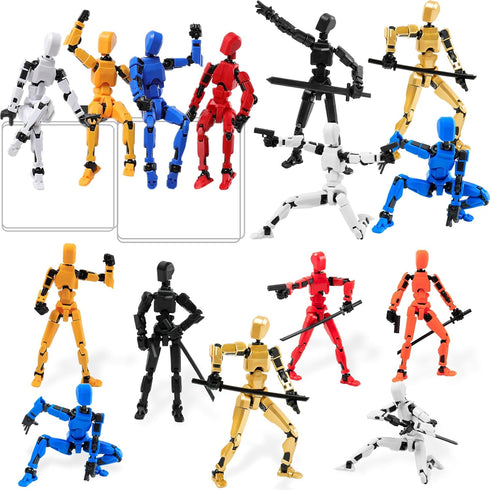 4Pack Assembled Titan T13 Action Figures Set - Lucky Dummy Nova 13 Action Figure Robot Anime Stick Figures Fidget Toys for Boys Multi Movable Join...