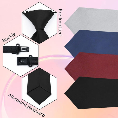 Womens Tie Black Tie for Woman, Adjustable Pre Tied Clip on Ties for Women Girls, 14" Women Necktie Acessory...