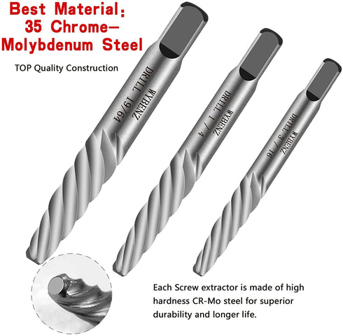 5Pcs Screw Extractor Set Spiral Flute Bolt Extractor Set Cr-MO Easy Out Bolt Extractor Set for Removing Stripped Screws and Broken Bolts...
