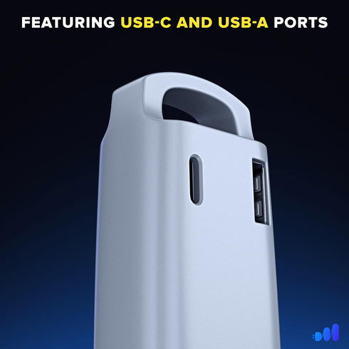 Maximm 360° Rotating Flat Plug Extension Cord 3-Outlet with USB-C and USB-A Ports 1FT, 3-Prong Flat Wire 16AWG, UL Certified (White)...