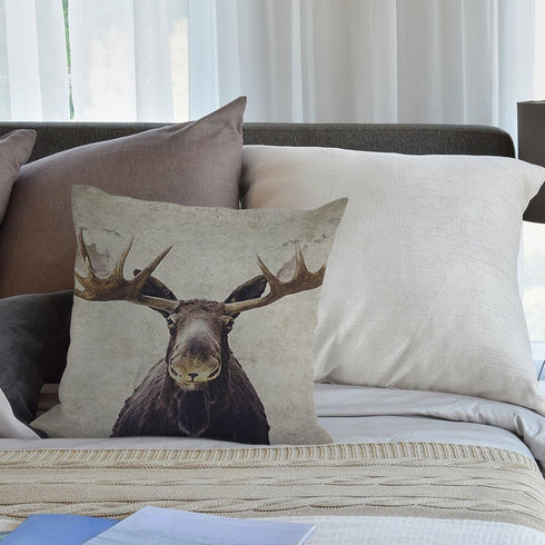 HGOD DESIGNS Moose Throw Pillow Case Cotton Linen Square Cushion Cover Standard Pillowcase for Men Women Home Decorative Sofa Armchair Bedroom Liv...