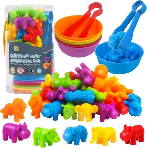RAEQKS Counting Sorting Toys Matching Stacking Toys with Bowls Preschool Learning Activities Educational Sensory Game Montessori STEM Toy Daycare ...