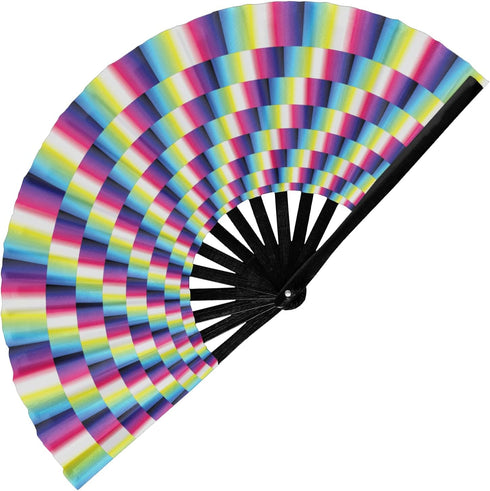 GloFX Folding Fan - Trippy - Large Rave Clack Folding Hand Fan for Men/Women - for EDM, Music Festival, Club, Event, Party, Dance, Performance, De...