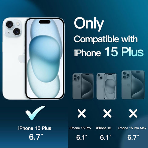 JETech 5 in 1 Matte Case for iPhone 15 Plus 6.7-Inch with 2-Pack Each Tempered Glass Screen Protector and Camera Lens Protector, Translucent Back ...