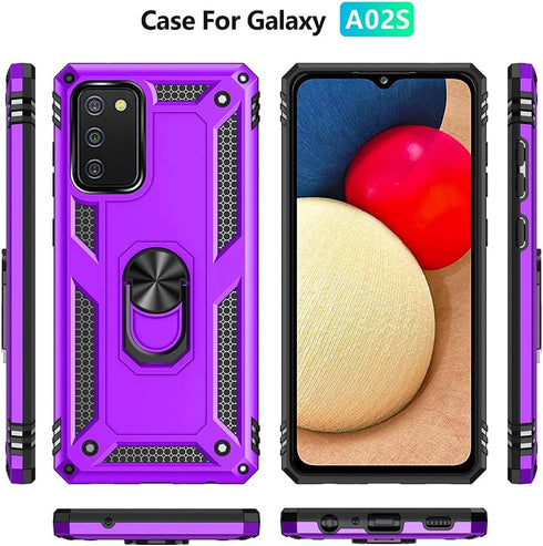 for Samsung A02s Case, Galaxy A02s Case with HD Screen Protector, Military-Grade Ring Kickstand Holder Car Mount 15ft Drop Tested Shockproof Cover...