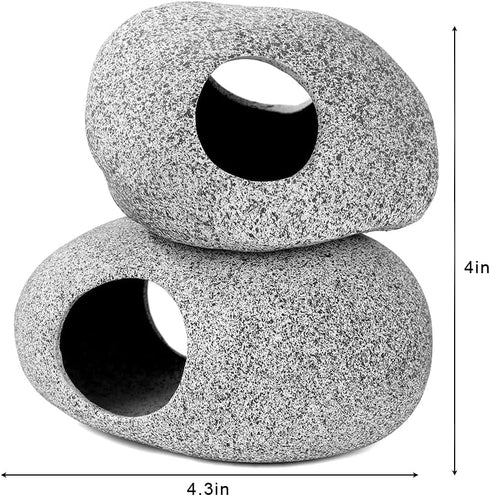 Aquarium Decoration Rock Caves, Hideaway for Shrimp Cichlid Hiding Breeding Spawning, Professional Hideout Decor for Territorial Fish (2 PIECES SE...