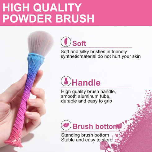 Oneleaf Standing Fish Scale Makeup Brushes Premium Synthetic Powder Blush Kabuki Foundation cosmetic Makeup 4 Pcs Brush Set-Colorful...