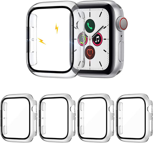ZEBRE 4-Pack Compatible with Apple Watch 40mm Case, with Built-in HD Clear Ultra-Thin Hard PC Screen Protector Cover Compatible with Apple Watch S...