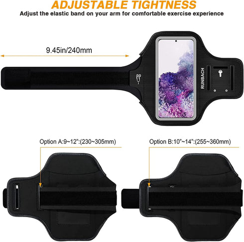 Armband for Galaxy S8+/S9+/S10+/S20+, Sweatproof Running Exercise Gym Bag with Key Holder and Card Slot for Samsung Galaxy Phones(Black)...