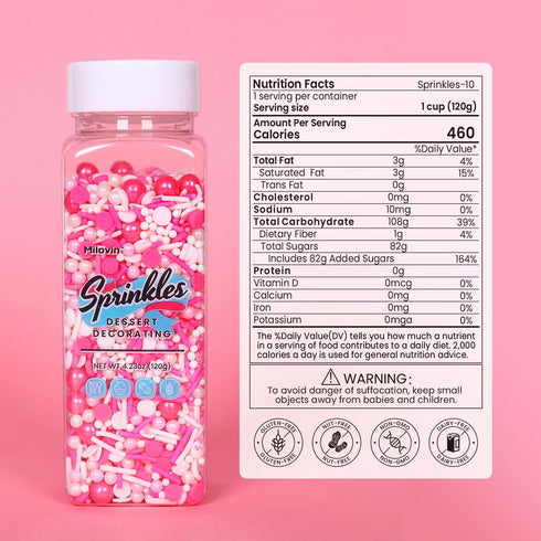 Edible Pink Sprinkles for Cake Decorating, Pink Confetti Sprinkles, Pink Jimmy Sprinkle Mix, Perfect for Baking, Cake, Cupcakes, Macaron, Ice Crea...