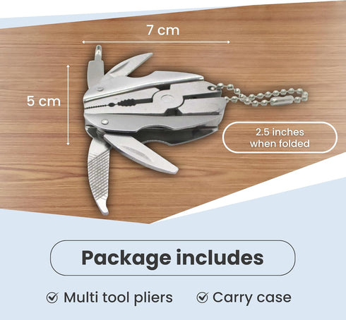 Mini Multitool Keychain Set - Multifunctional All In One Pocket Tool - 6-in-1, Plier, Wire Strippers, Phillips Screwdriver, Knife, File & Flat, Wi...