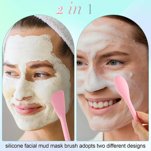 2PCS Manual Facial Cleansing Brush, Silicone Facial Mask Applicator 2 in 1 Face Mask Brush Face Scrubber Tool for Exfoliating Massaging Makeup Ski...